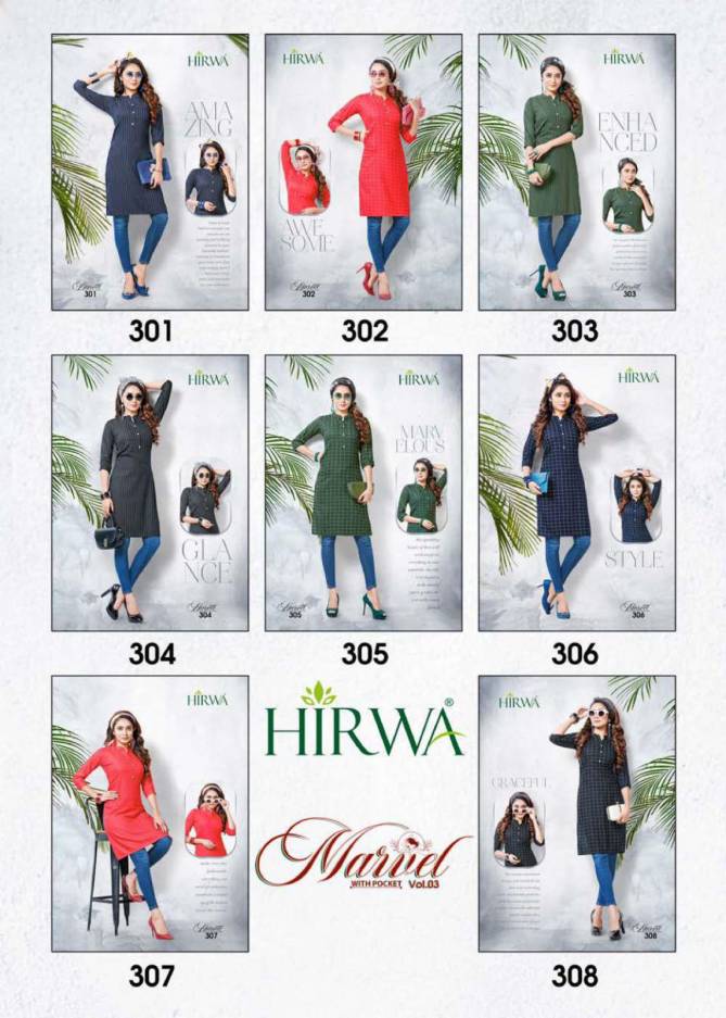Hirwa Marvel 3 Ethnic Wear Rayon Printed Designer Kurti Collection
